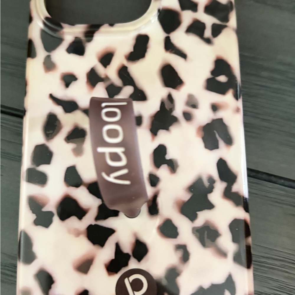 Loopy Case Pink Leopard Print Phone Case with Black Loop- iPhone 15 Pro
